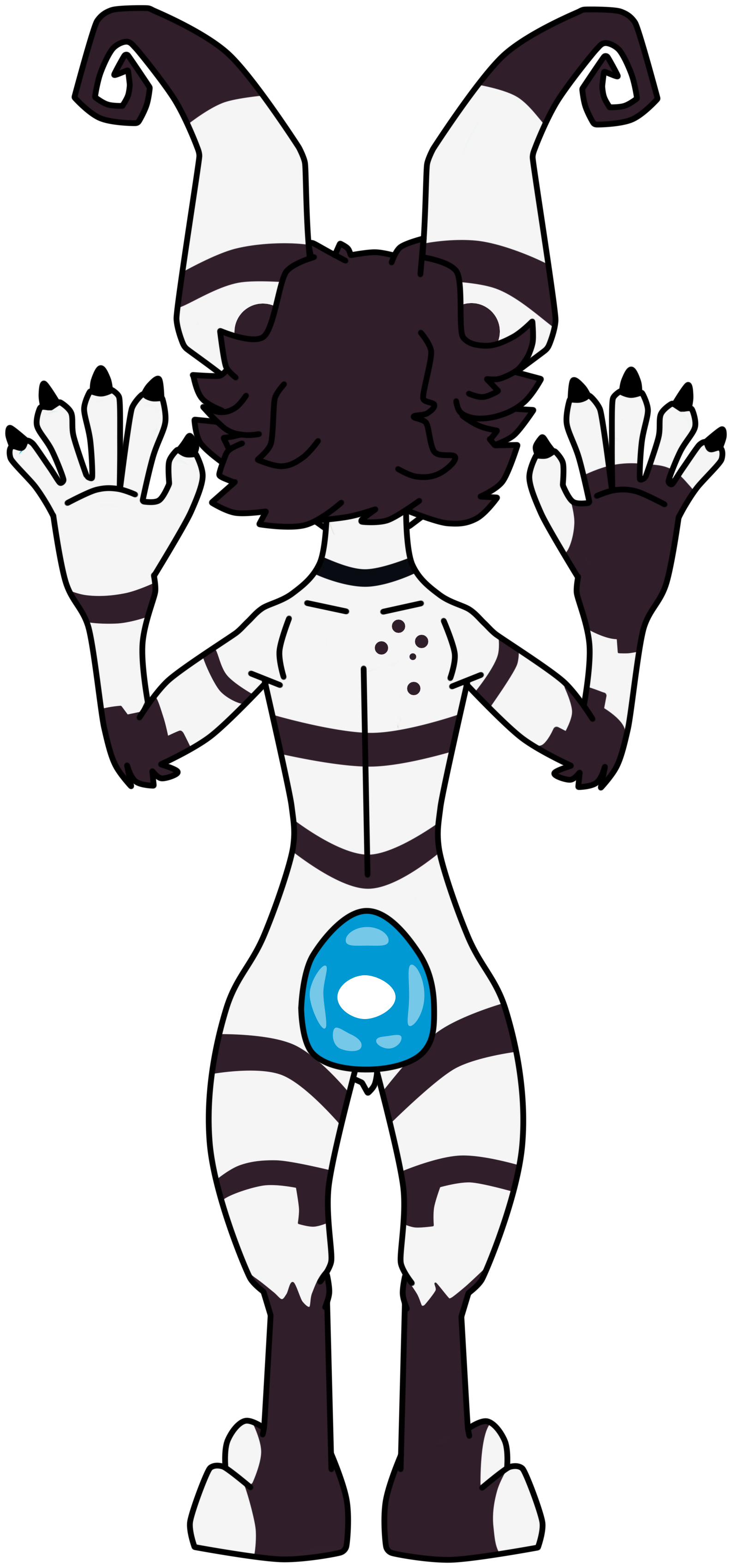 A reference picture of Rowdy the Crux from the back