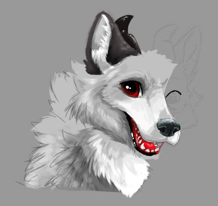 An unfinished painterly style image of a fox.