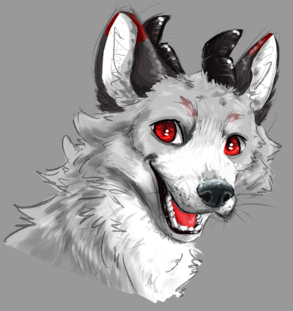 A finished painterly style sketch of a fox