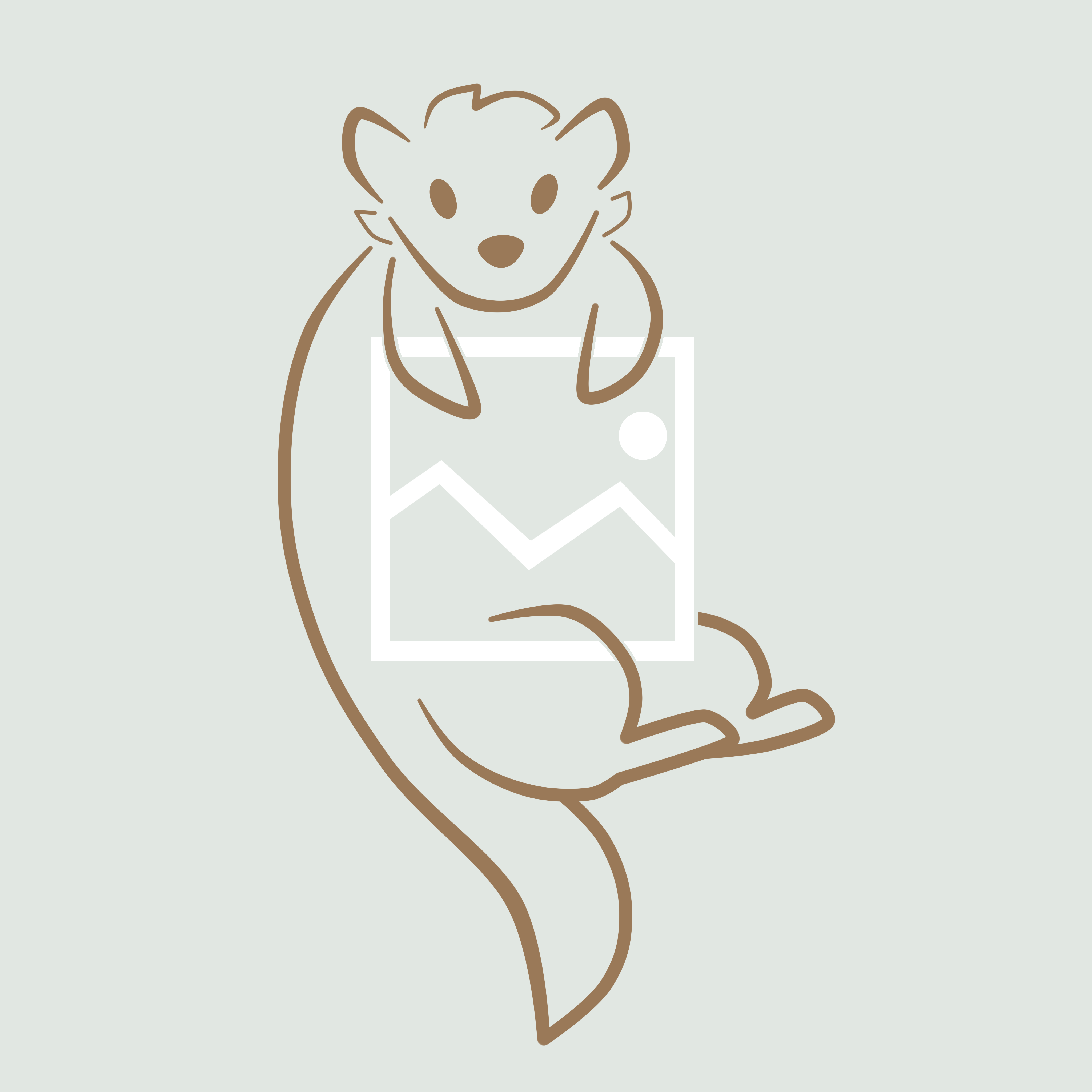 A ferret clinging onto a pictures icon