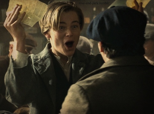 A scene from Titanic after they won their titanic tickets