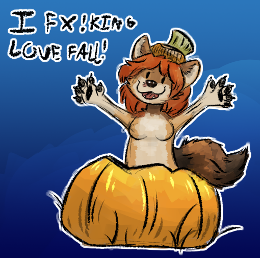 A telegram sticker that reads "I F*!ing LOVE FALL!"